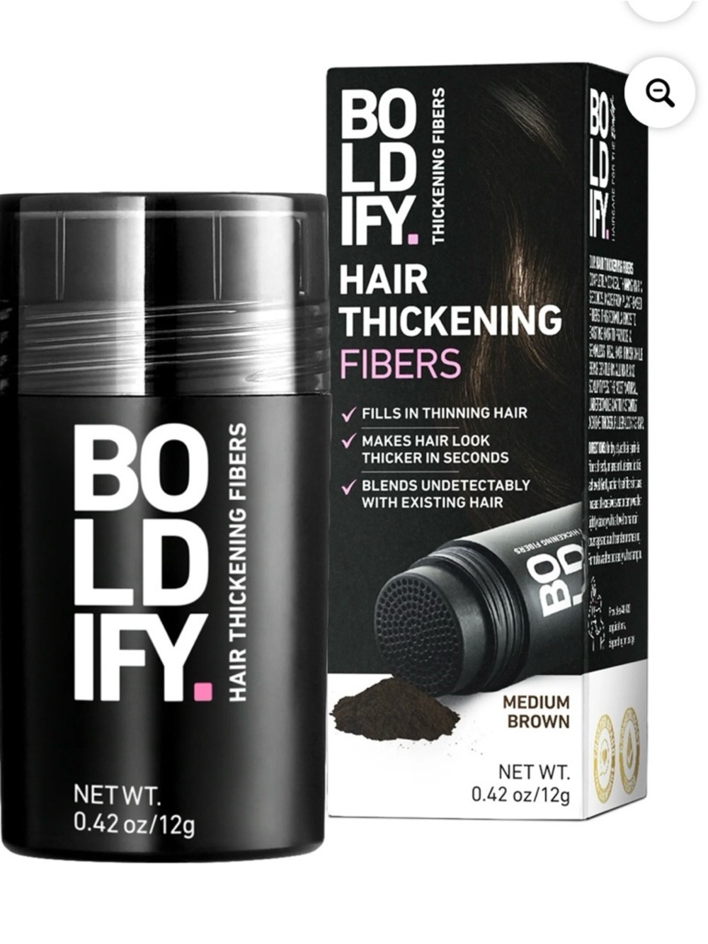 New! BOLDIFY Hair Thickening Fibers, Fill In Fine and Thinning Hair
